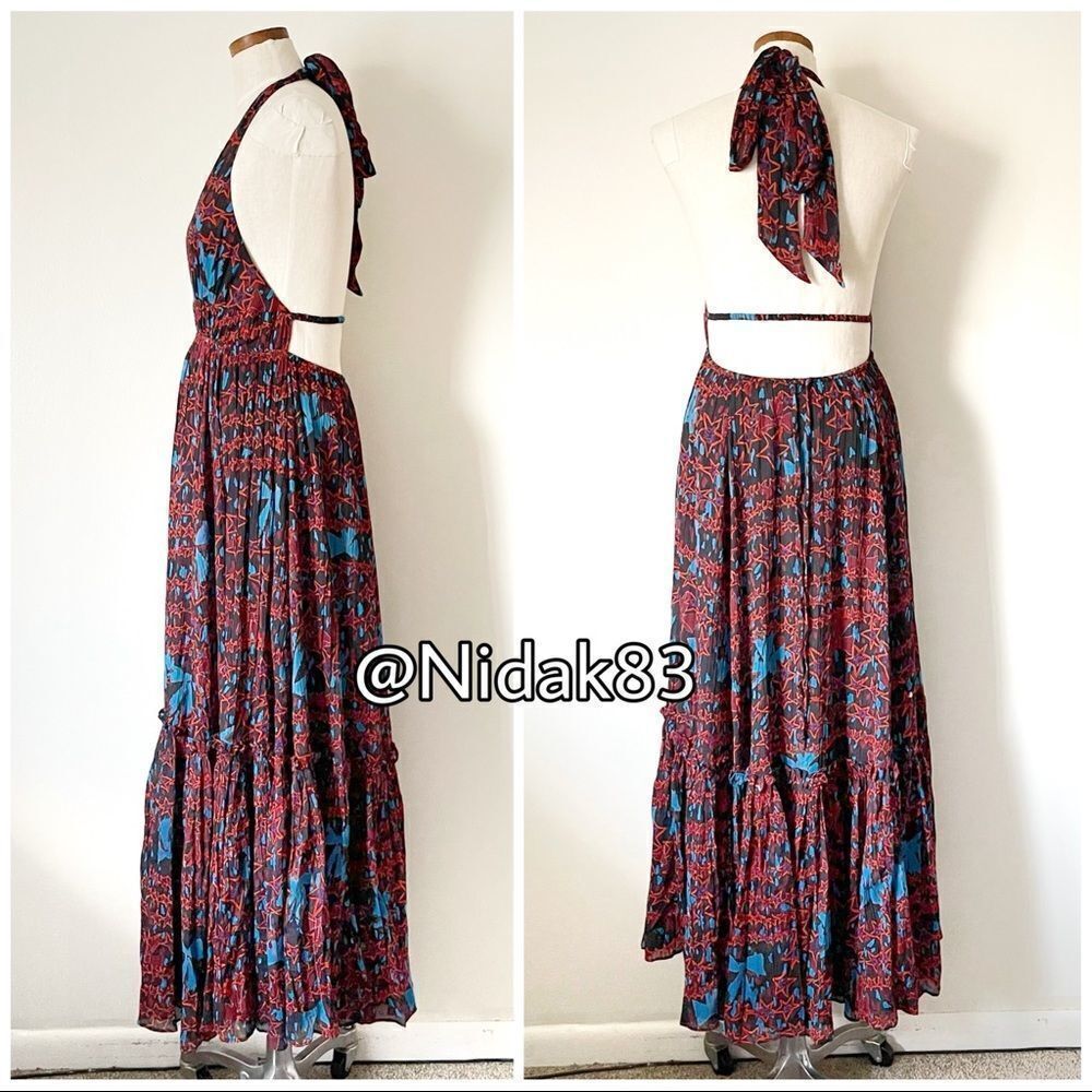 Free People X Zandra Rhodes Super Nova Maxi Halter Dress XS boho NWOT RARE - Picture 6 of 10